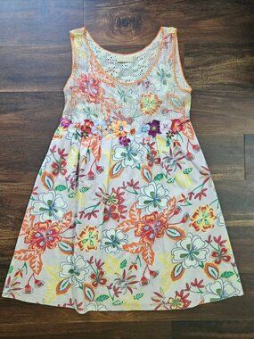 Cecelia Prado Anthropologie  Dress Womens Sz L Floral Crochet Bohemian